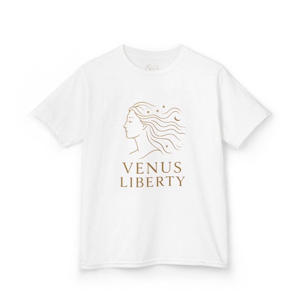 Venus Liberty Kids Tee | Cool Graphic Cotton Shirt for Kids | Great for Birthdays, Celebrations, Gifts, Casual Outfits, Summer Wear