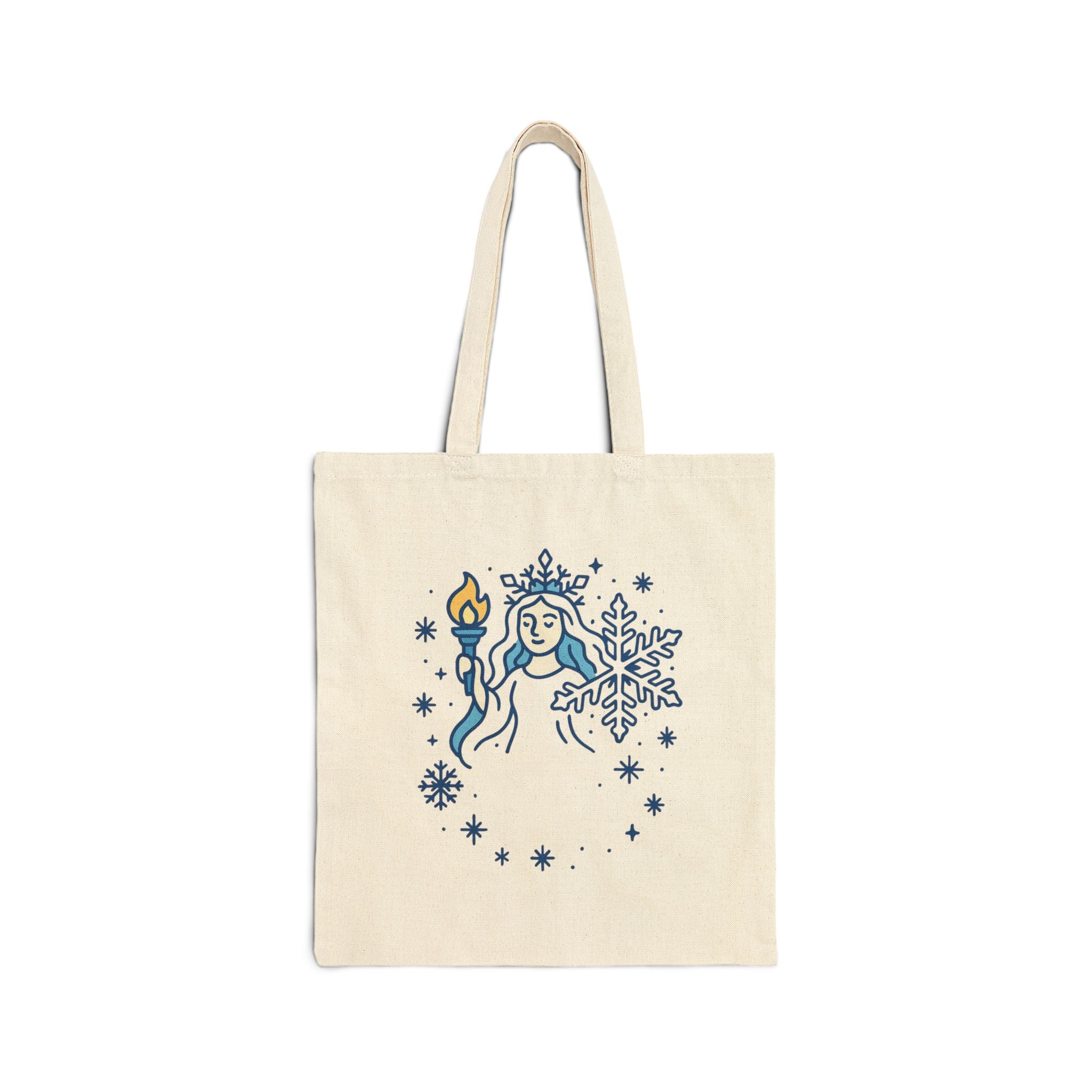 Winter Wonderland Cotton Canvas Tote Bag, Snow Queen Bag, Eco-Friendly Shopper, Holiday Gift, Fashionable Reusable Tote