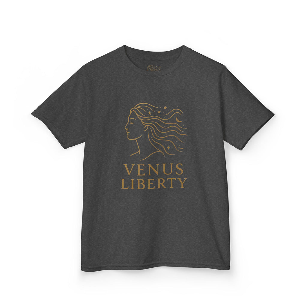 Venus Liberty Kids Tee | Cool Graphic Cotton Shirt for Kids | Great for Birthdays, Celebrations, Gifts, Casual Outfits, Summer Wear